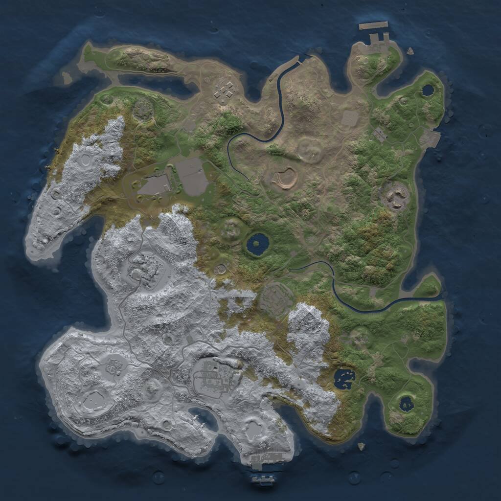 Rust Map: Procedural Map, Size: 3500, Seed: 292096429, 14 Monuments