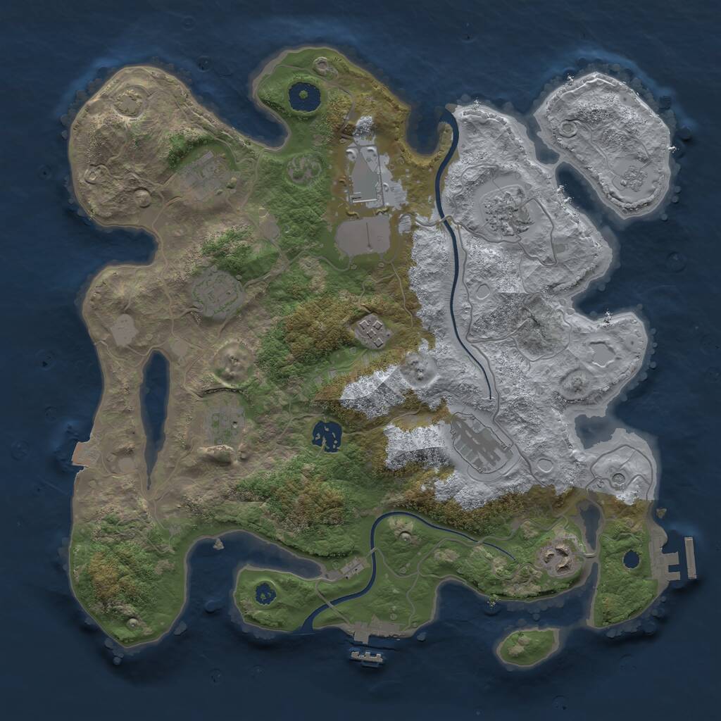 Rust Map: Procedural Map, Size: 3500, Seed: 1732265557, 15 Monuments