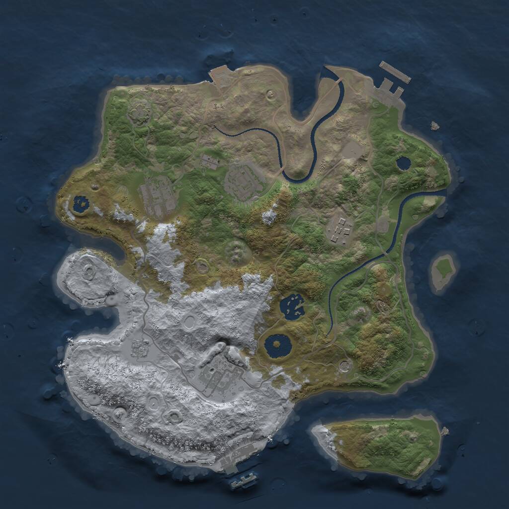 Rust Map: Procedural Map, Size: 3000, Seed: 2069781, 11 Monuments