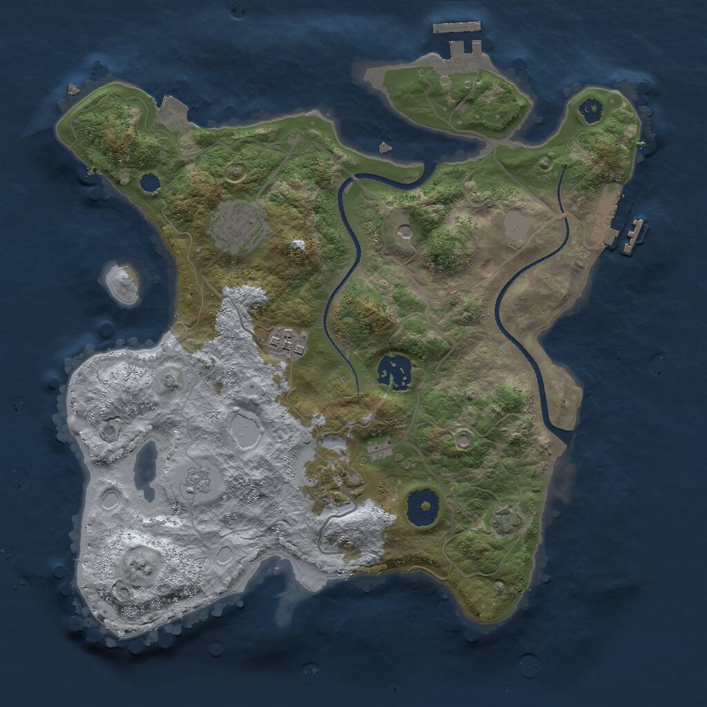 Rust Map: Procedural Map, Size: 3000, Seed: 85881, 10 Monuments