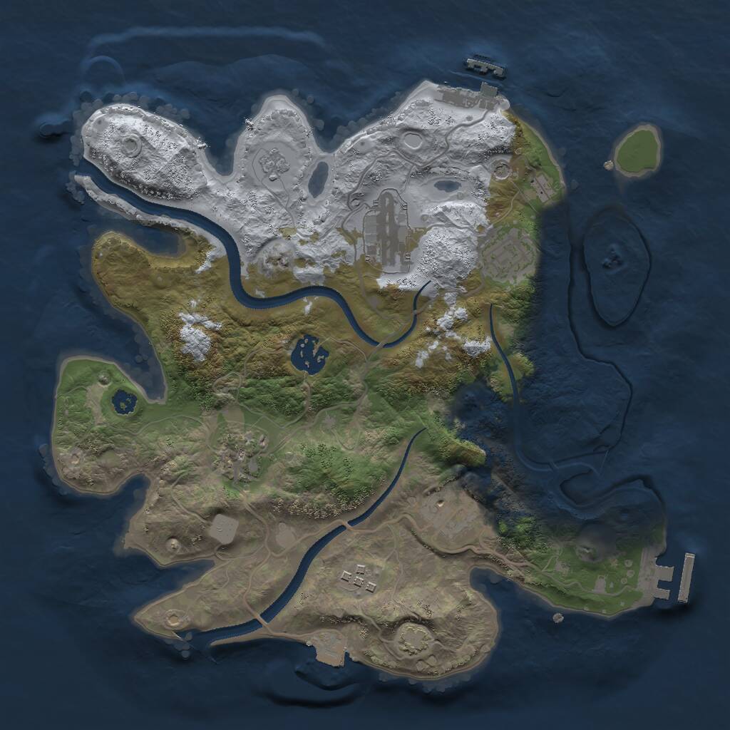 Rust Map: Procedural Map, Size: 3000, Seed: 1980980550, 12 Monuments