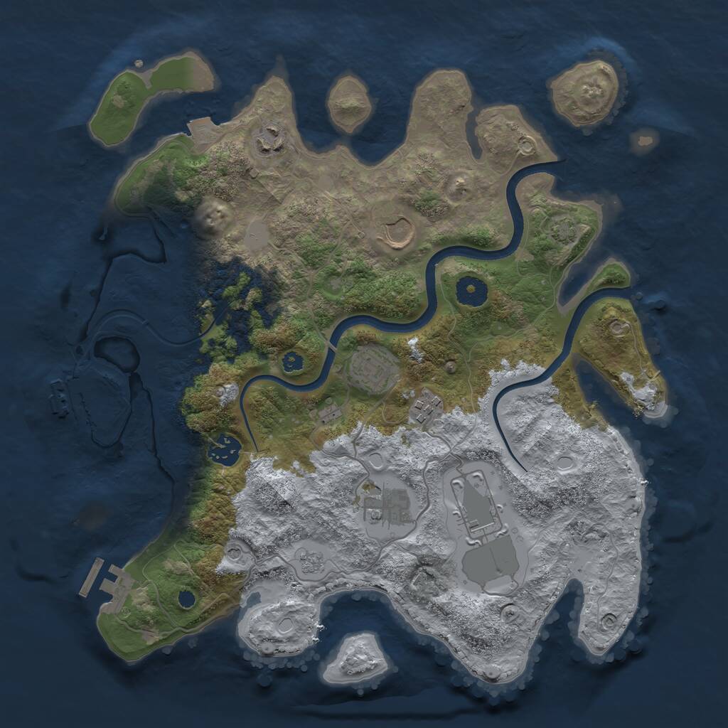 Rust Map: Procedural Map, Size: 3500, Seed: 2063809215, 13 Monuments