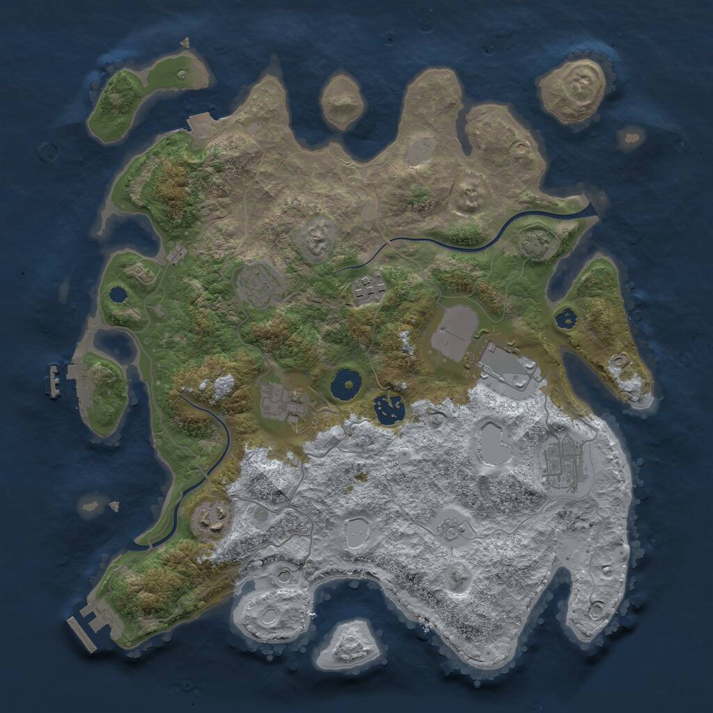 Rust Map: Procedural Map, Size: 3500, Seed: 2063809215, 13 Monuments