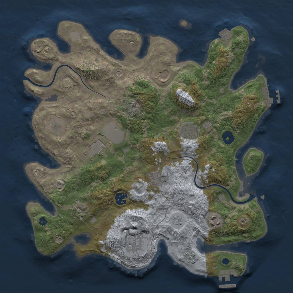 Rust Map: Procedural Map, Size: 3500, Seed: 1105950001, 16 Monuments