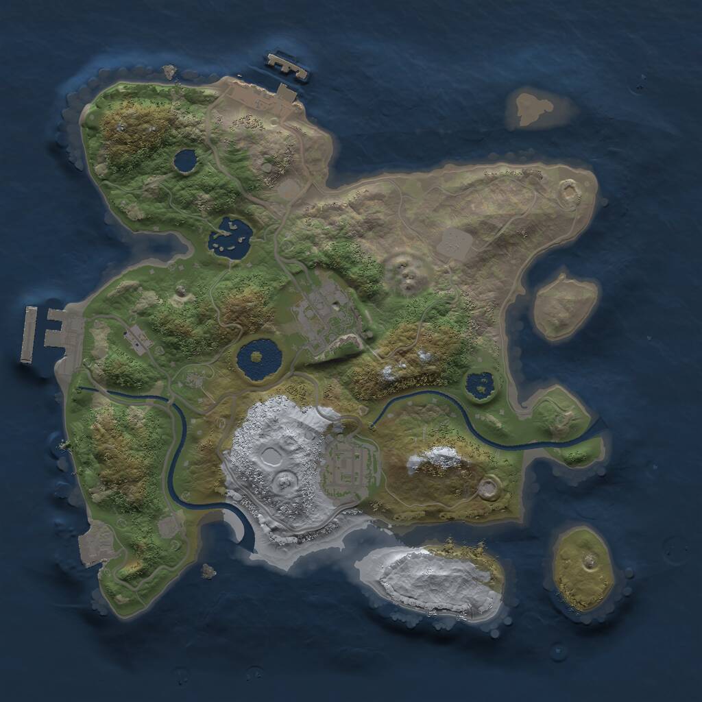 Rust Map: Procedural Map, Size: 2500, Seed: 2000953129, 6 Monuments
