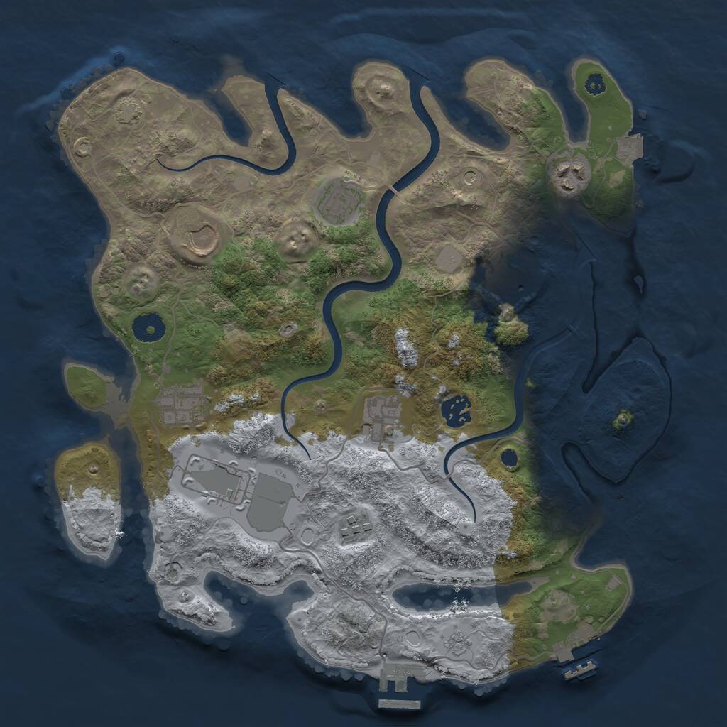 Rust Map: Procedural Map, Size: 3500, Seed: 397263599, 15 Monuments