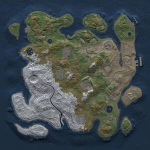 Thumbnail Rust Map: Procedural Map, Size: 3400, Seed: 6969, 12 Monuments