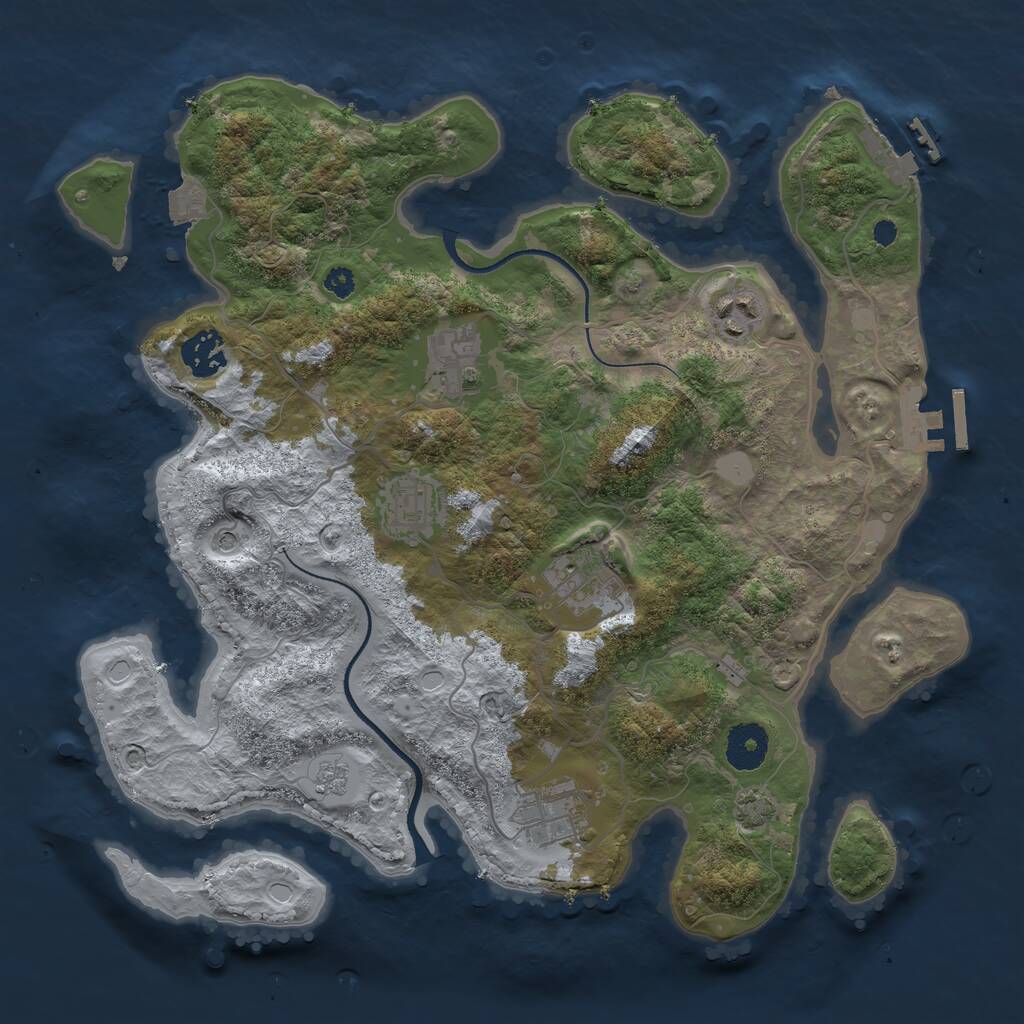 Rust Map: Procedural Map, Size: 3400, Seed: 6969, 12 Monuments