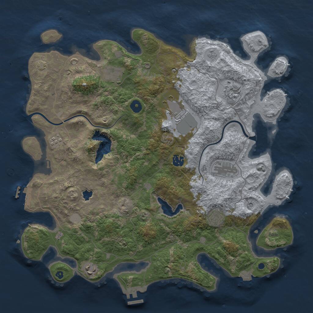 Rust Map: Procedural Map, Size: 4000, Seed: 1338950844, 14 Monuments