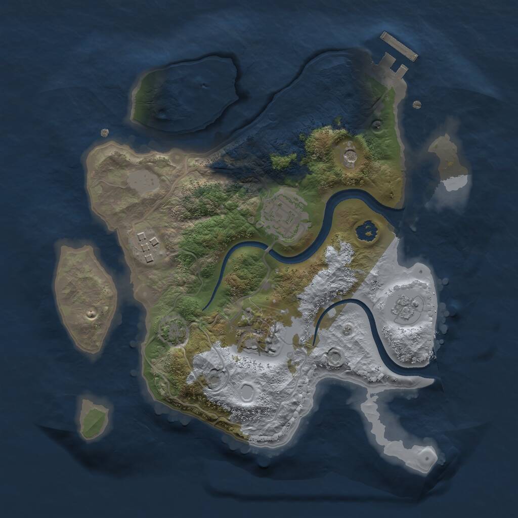 Rust Map: Procedural Map, Size: 2500, Seed: 793802694, 8 Monuments