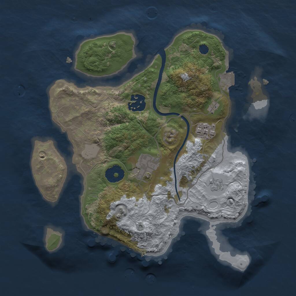 Rust Map: Procedural Map, Size: 2500, Seed: 793802694, 5 Monuments