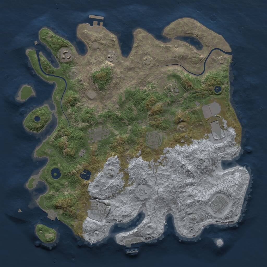 Rust Map: Procedural Map, Size: 3750, Seed: 851825822, 15 Monuments