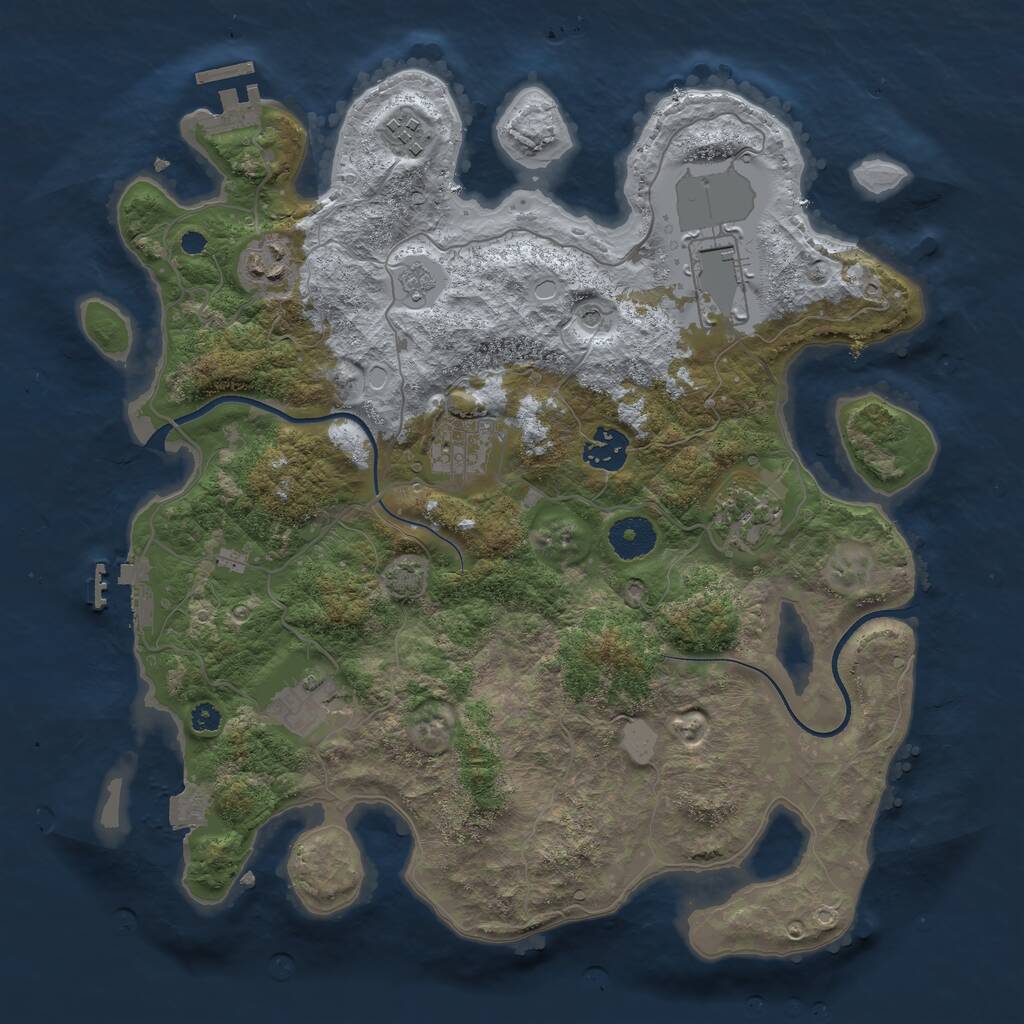 Rust Map: Procedural Map, Size: 3500, Seed: 32547, 13 Monuments