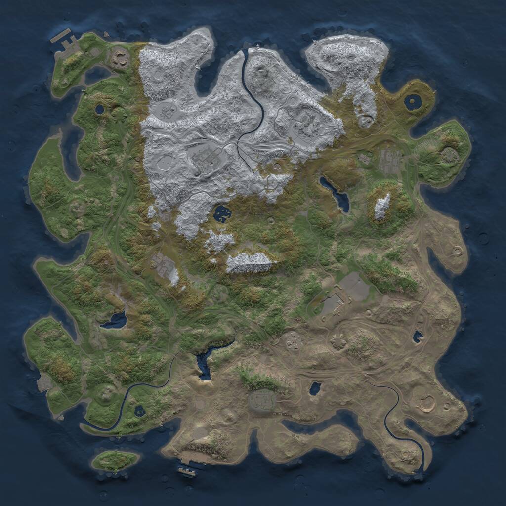 Rust Map: Procedural Map, Size: 4500, Seed: 644466332, 16 Monuments