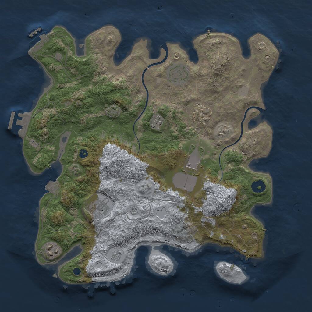Rust Map: Procedural Map, Size: 3500, Seed: 1940465413, 12 Monuments