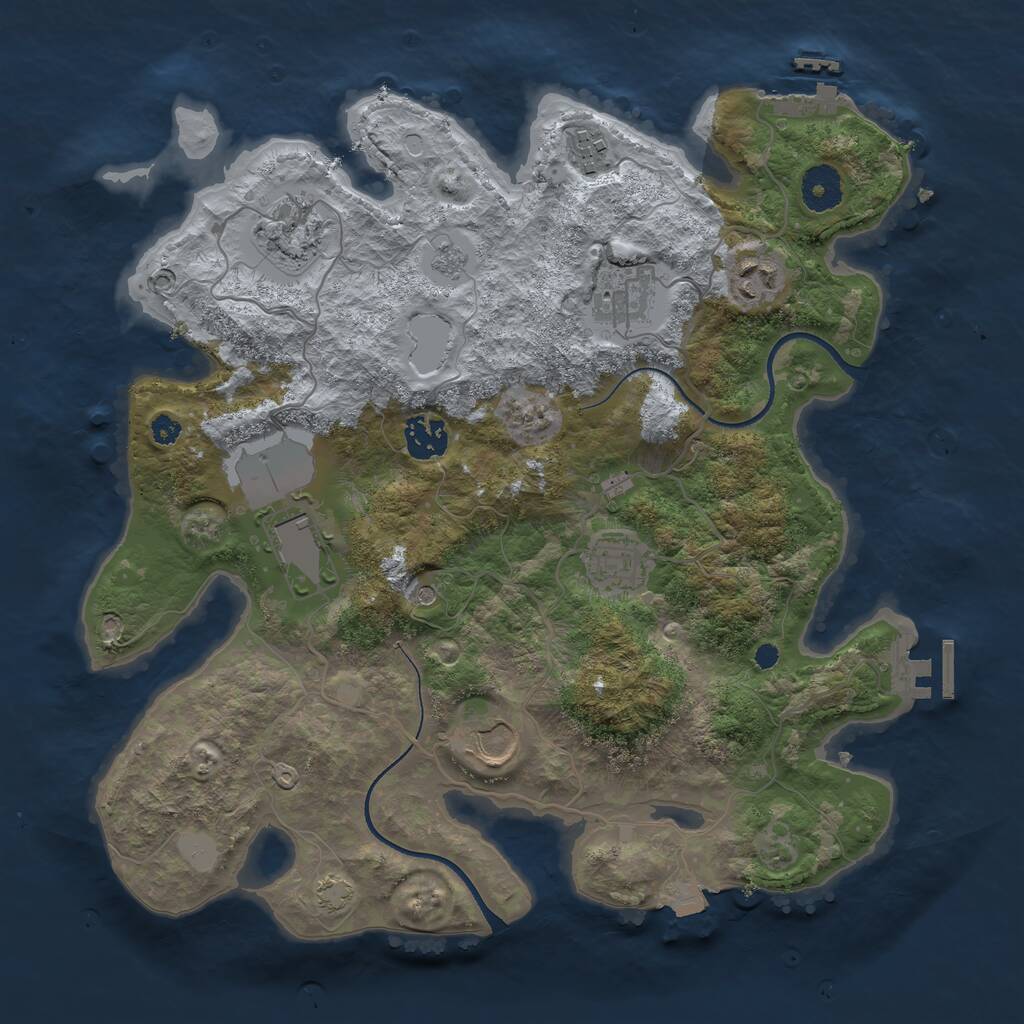 Rust Map: Procedural Map, Size: 3500, Seed: 495304464, 14 Monuments