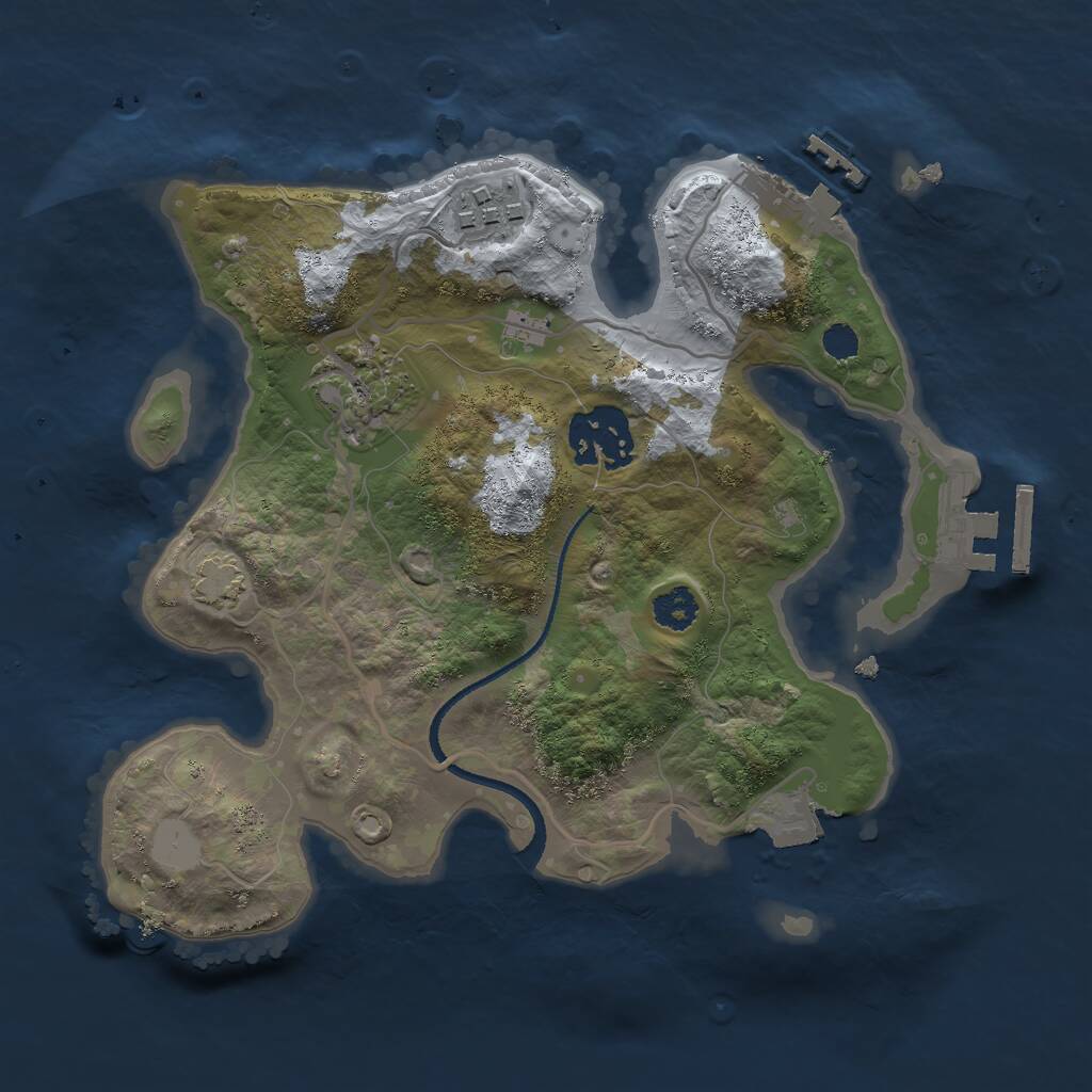 Rust Map: Procedural Map, Size: 2500, Seed: 564123801, 7 Monuments