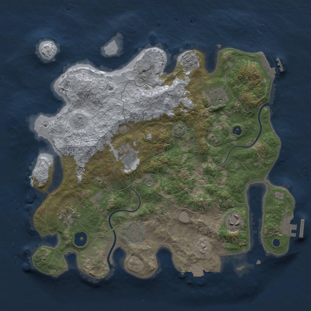 Rust Map: Procedural Map, Size: 3400, Seed: 25562, 12 Monuments