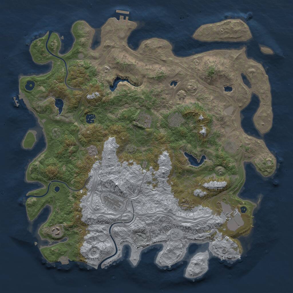 Rust Map: Procedural Map, Size: 4500, Seed: 1833906463, 15 Monuments