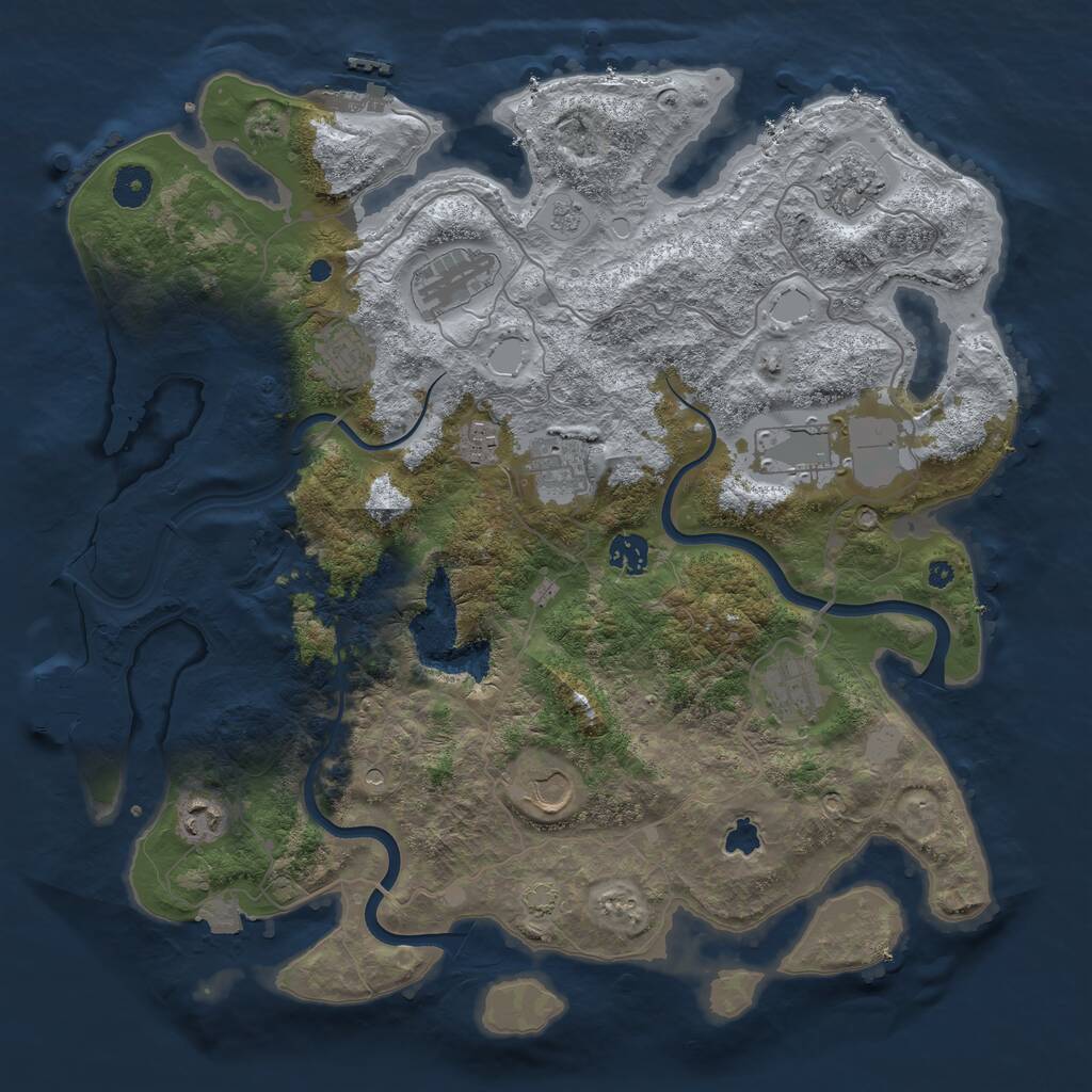 Rust Map: Procedural Map, Size: 4000, Seed: 1967320307, 16 Monuments