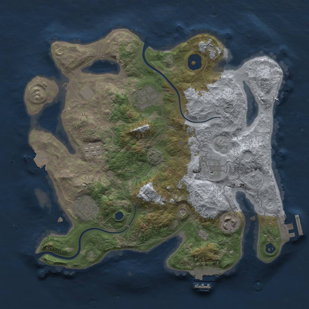 Rust Map: Procedural Map, Size: 3000, Seed: 96435, 11 Monuments