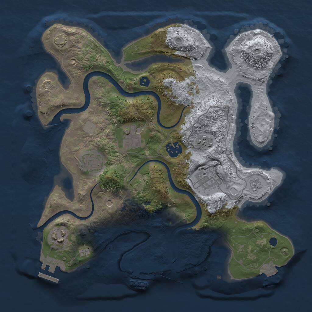 Rust Map: Procedural Map, Size: 3000, Seed: 1720646260, 12 Monuments