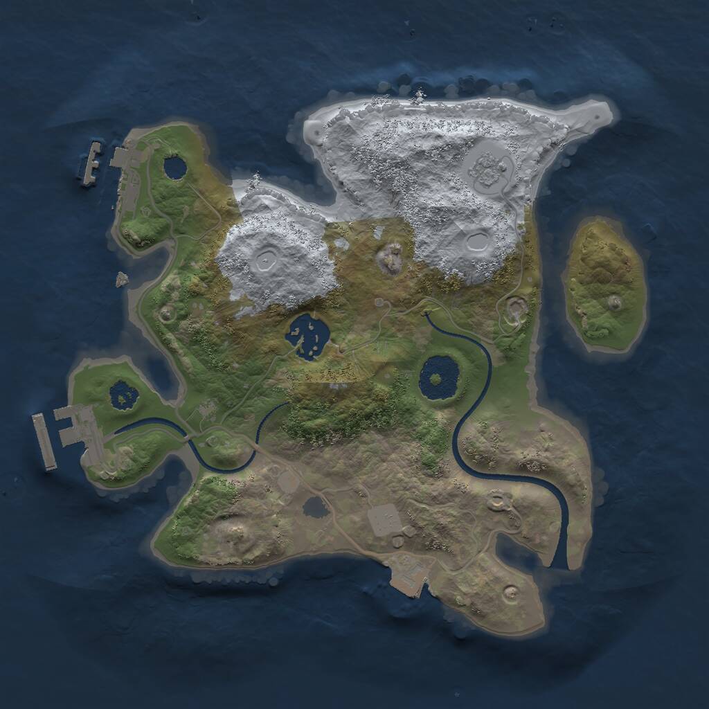 Rust Map: Procedural Map, Size: 2500, Seed: 594111760, 5 Monuments