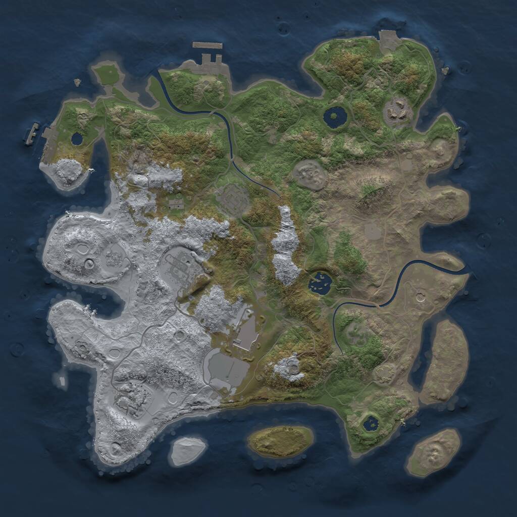 Rust Map: Procedural Map, Size: 3500, Seed: 803581653, 12 Monuments