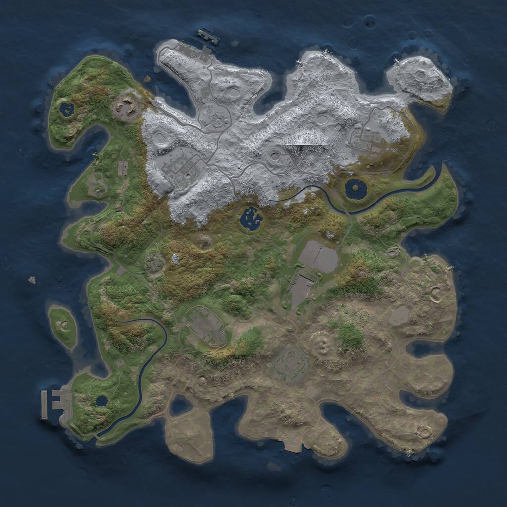 Rust Map: Procedural Map, Size: 3500, Seed: 244755308, 13 Monuments