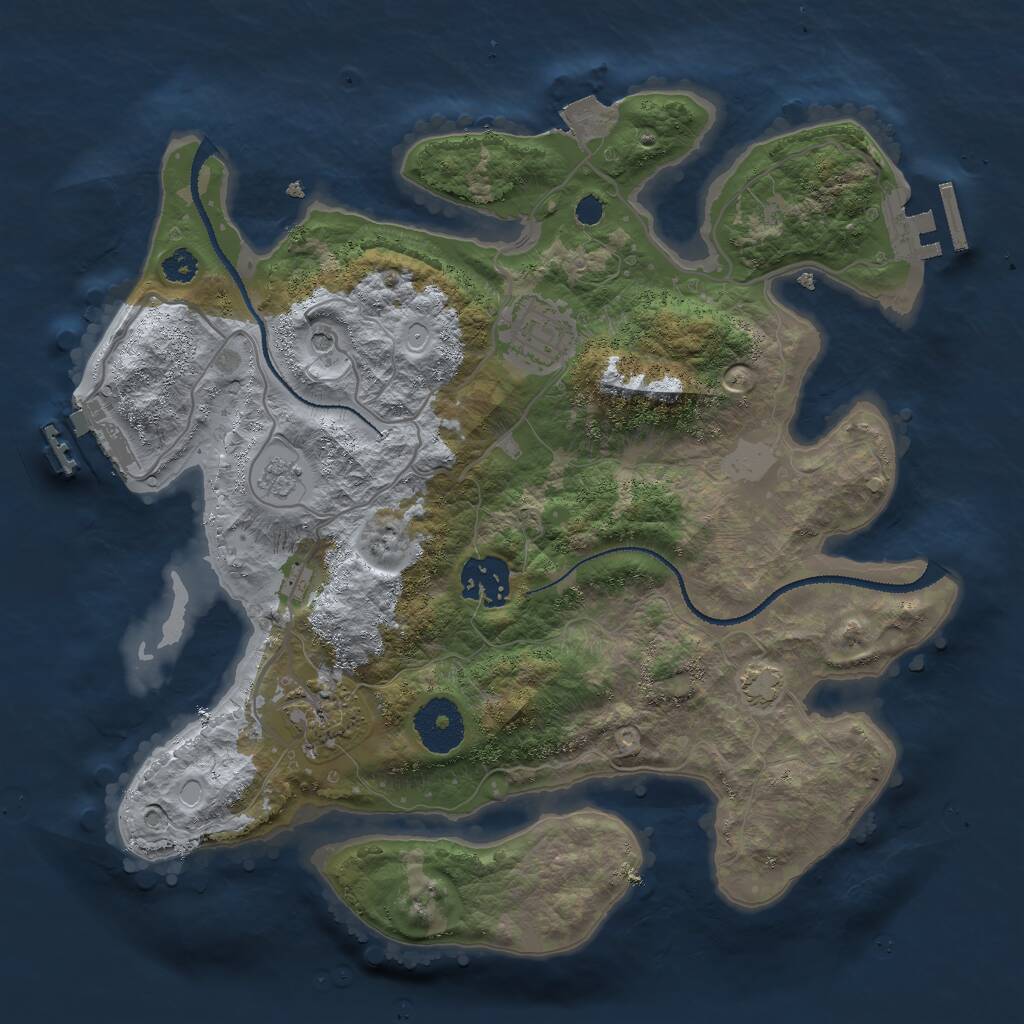 Rust Map: Procedural Map, Size: 3000, Seed: 1918771190, 9 Monuments