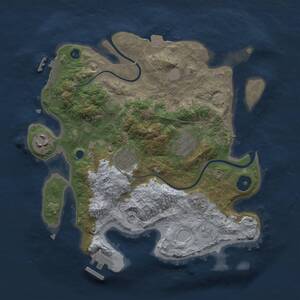 Thumbnail Rust Map: Procedural Map, Size: 3000, Seed: 8615, 9 Monuments