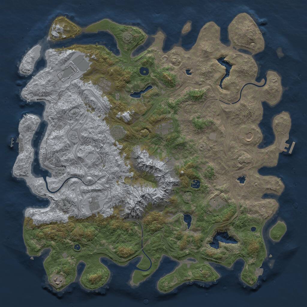 Rust Map: Procedural Map, Size: 5000, Seed: 622146276, 16 Monuments