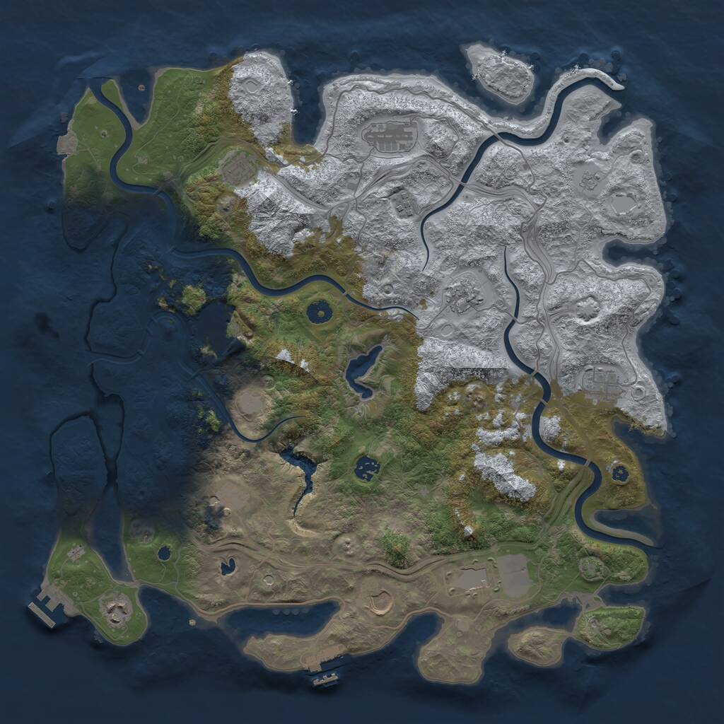 Rust Map: Procedural Map, Size: 4500, Seed: 128694, 17 Monuments