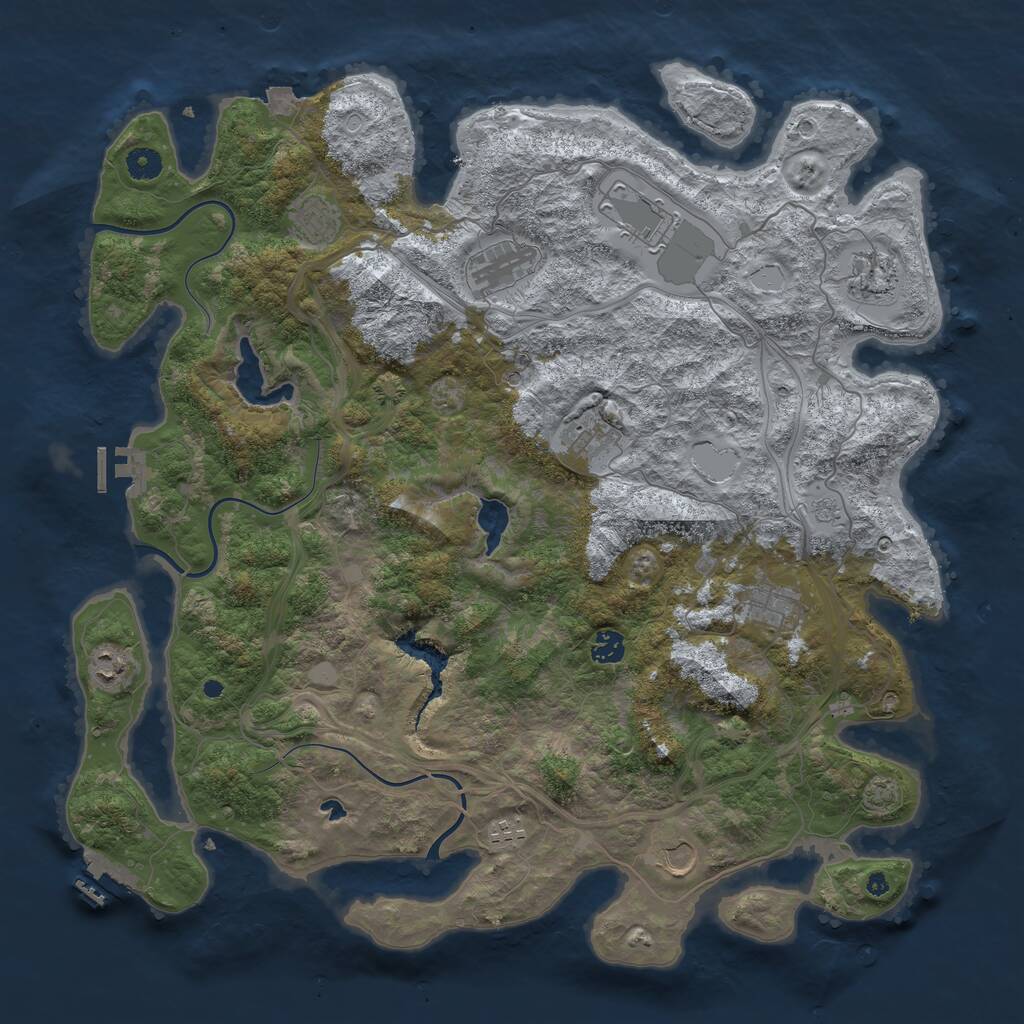 Rust Map: Procedural Map, Size: 4500, Seed: 128694, 16 Monuments