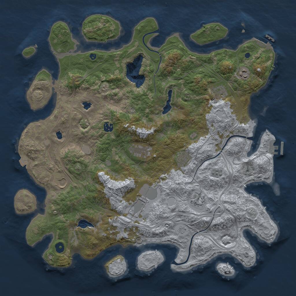 Rust Map: Procedural Map, Size: 4500, Seed: 1045658567, 15 Monuments