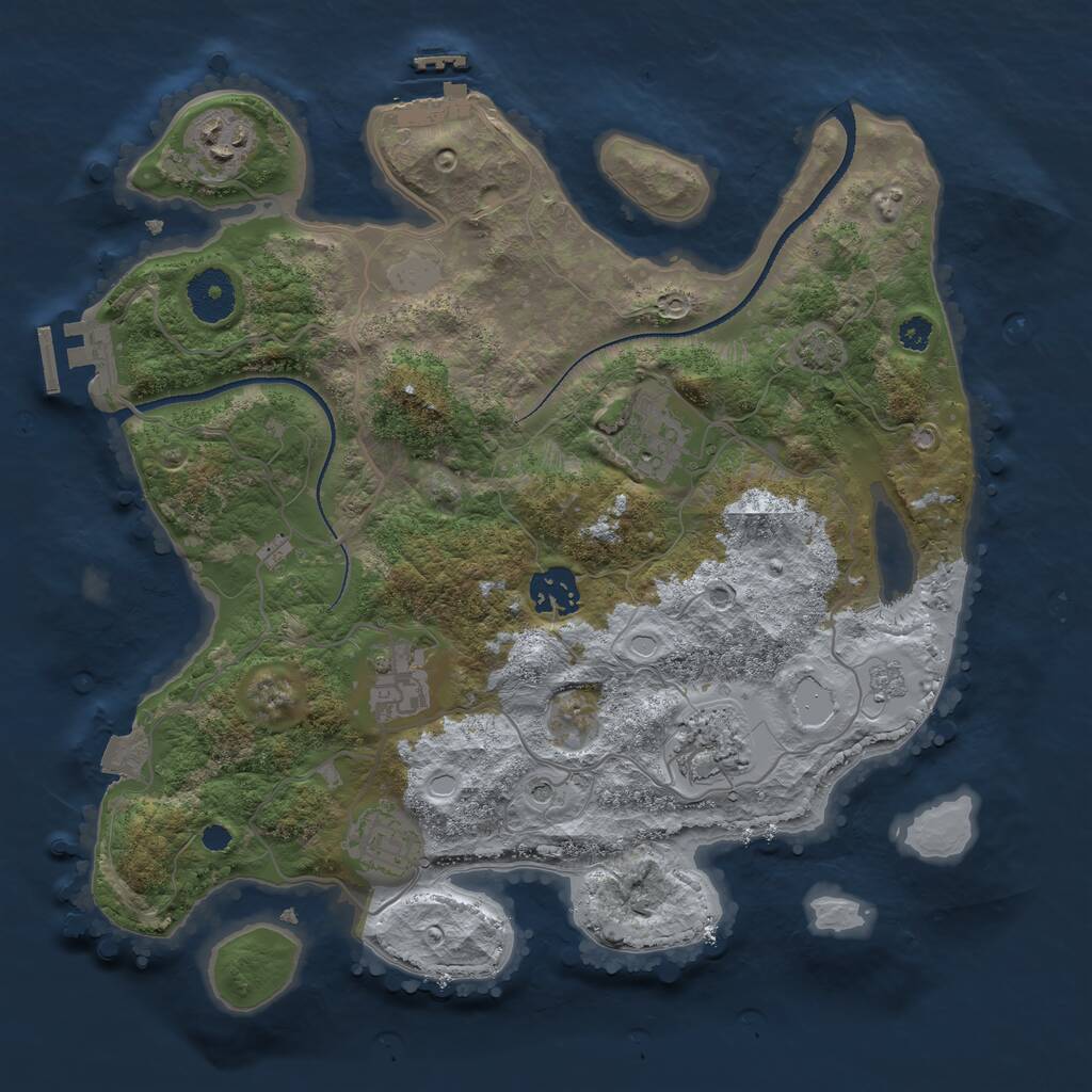 Rust Map: Procedural Map, Size: 3264, Seed: 481981, 12 Monuments