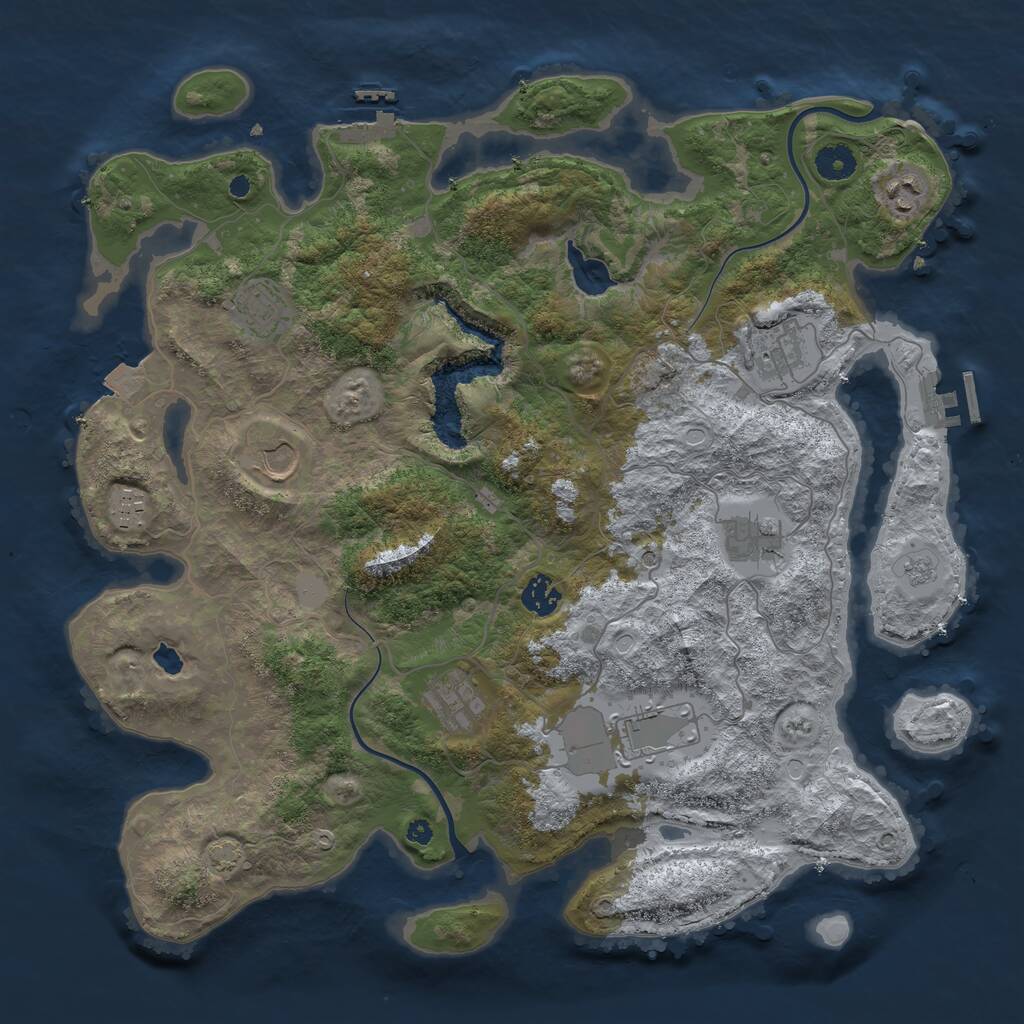 Rust Map: Procedural Map, Size: 4000, Seed: 1327834205, 15 Monuments