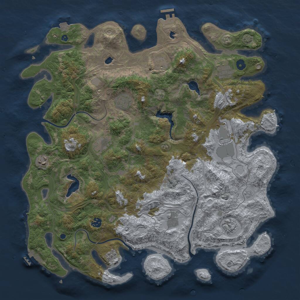 Rust Map: Procedural Map, Size: 4500, Seed: 139378745, 16 Monuments