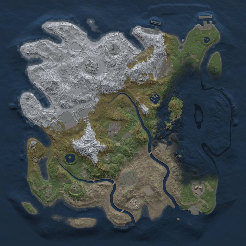 Rust Map: Procedural Map, Size: 3750, Seed: 1132130400, 15 Monuments