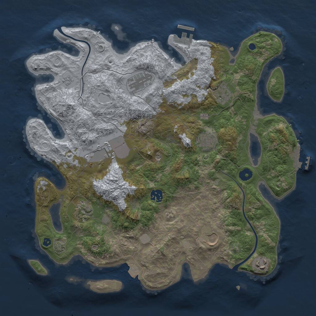 Rust Map: Procedural Map, Size: 3750, Seed: 1132130400, 14 Monuments