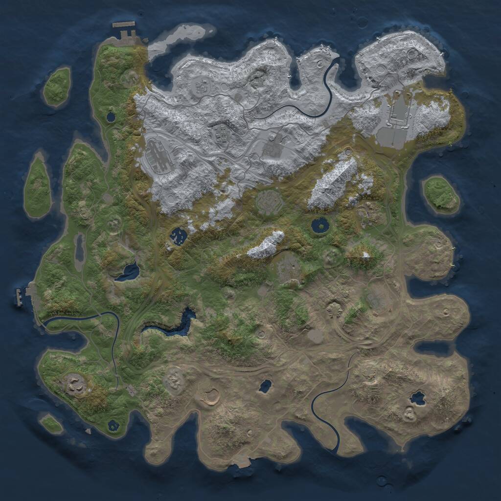 Rust Map: Procedural Map, Size: 4500, Seed: 1254221400, 17 Monuments