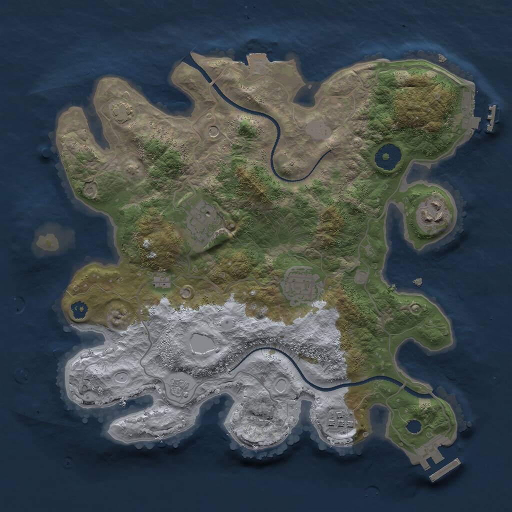 Rust Map: Procedural Map, Size: 3000, Seed: 1782386110, 10 Monuments