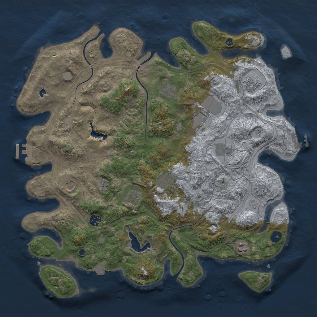 Rust Map: Procedural Map, Size: 4250, Seed: 718844151, 16 Monuments