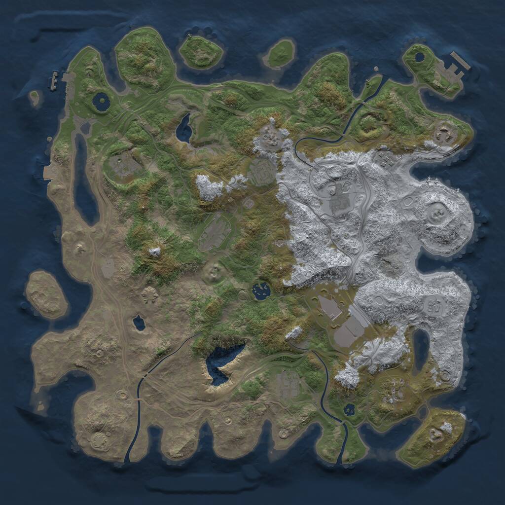 Rust Map: Procedural Map, Size: 4250, Seed: 1205857869, 16 Monuments