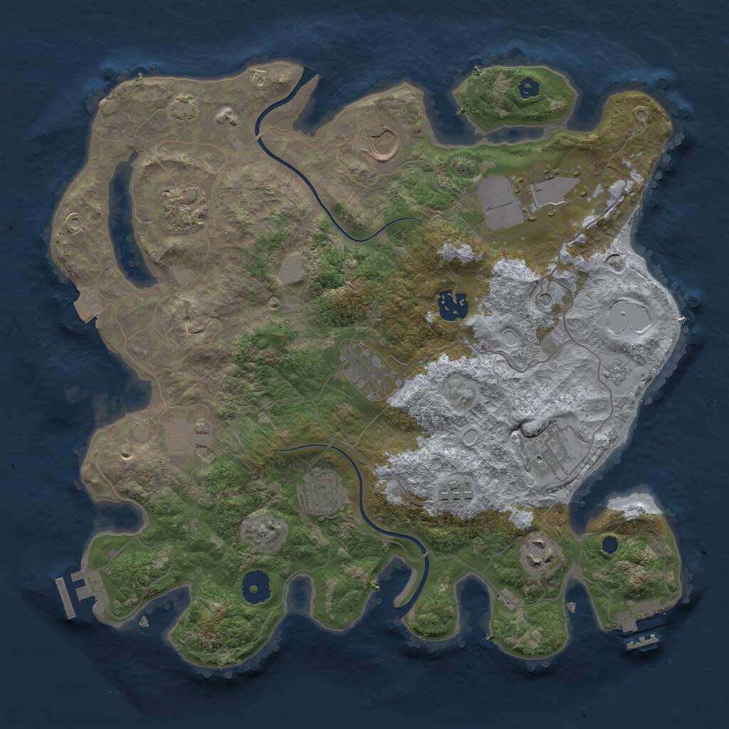 Rust Map: Procedural Map, Size: 3500, Seed: 308838178, 16 Monuments