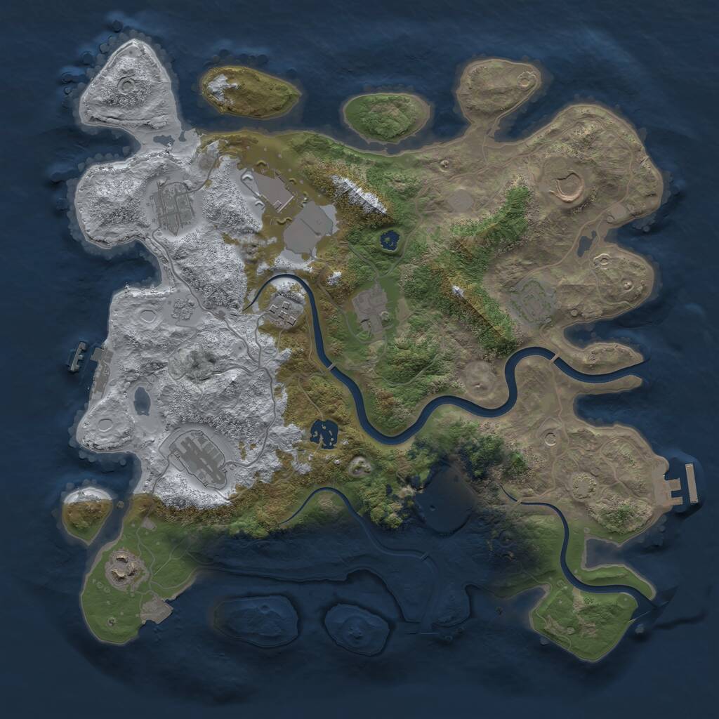 Rust Map: Procedural Map, Size: 3700, Seed: 19736573, 16 Monuments