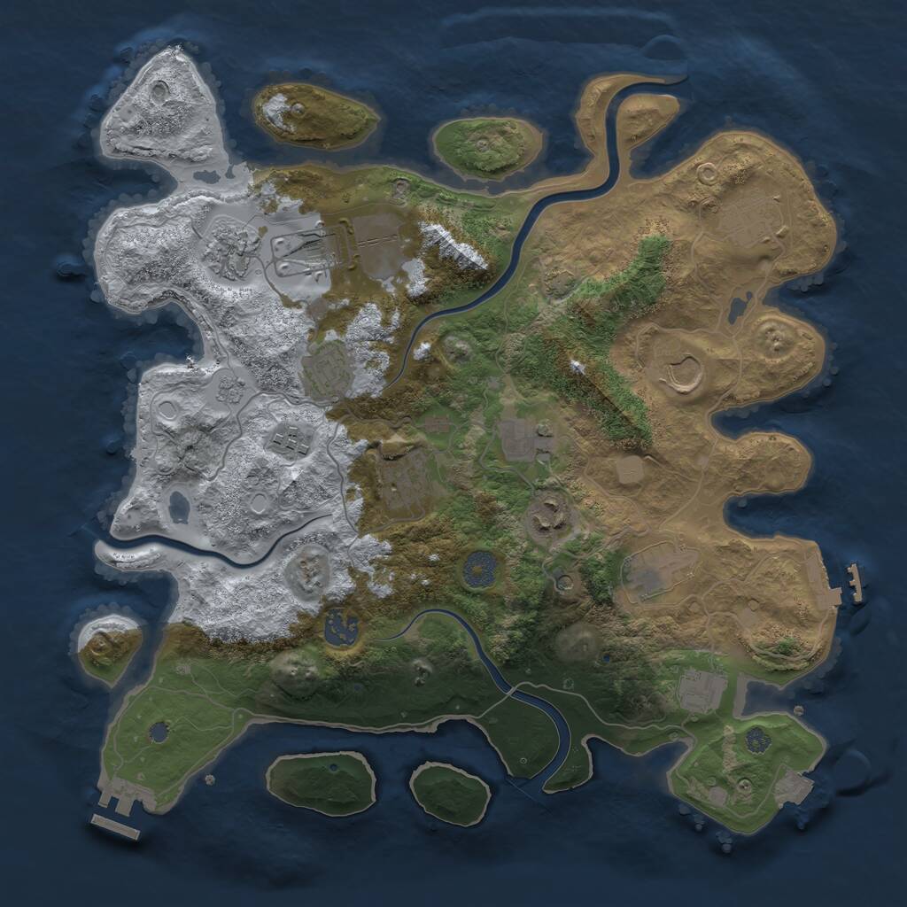 Rust Map: Procedural Map, Size: 3700, Seed: 19736573, 17 Monuments