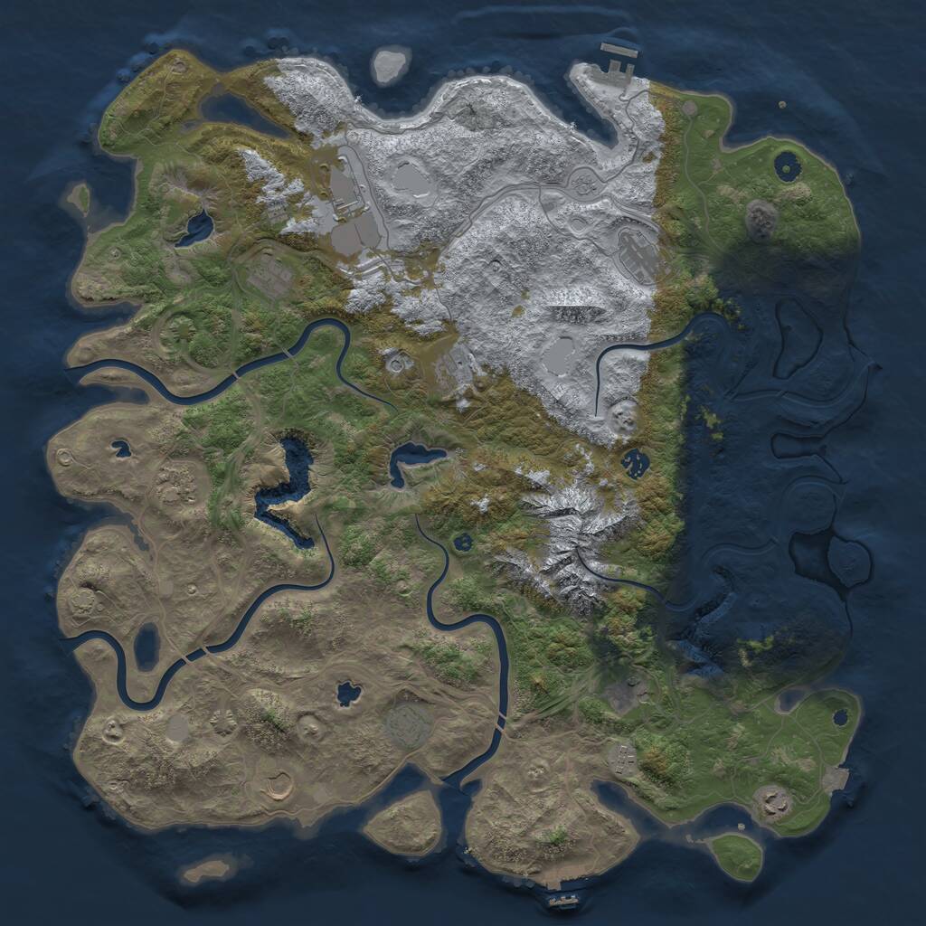 Rust Map: Procedural Map, Size: 5000, Seed: 1207191621, 17 Monuments