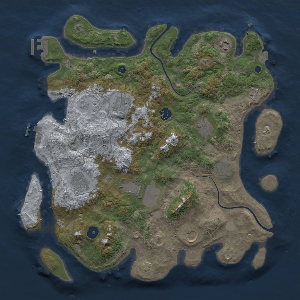 Rust Map: Procedural Map, Size: 3800, Seed: 80083, 15 Monuments