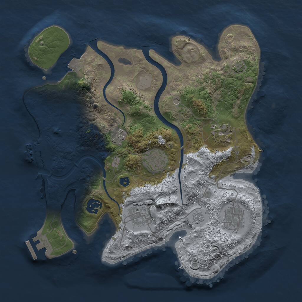 Rust Map: Procedural Map, Size: 3000, Seed: 1924332936, 12 Monuments